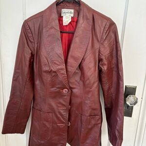 Vintage 70s Bagatelle by Margaret Godrey Deep Red Leather Jacket